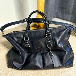 Coach Black Leather Duffel Bag